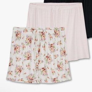 REAL ESSENTIALS | 2-pack lounge pajamaFloral and Striped Women's Short